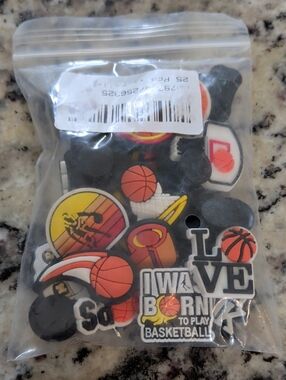 Basketball Jibbitz Theme Shoe Charms - Assorted Orange & Black